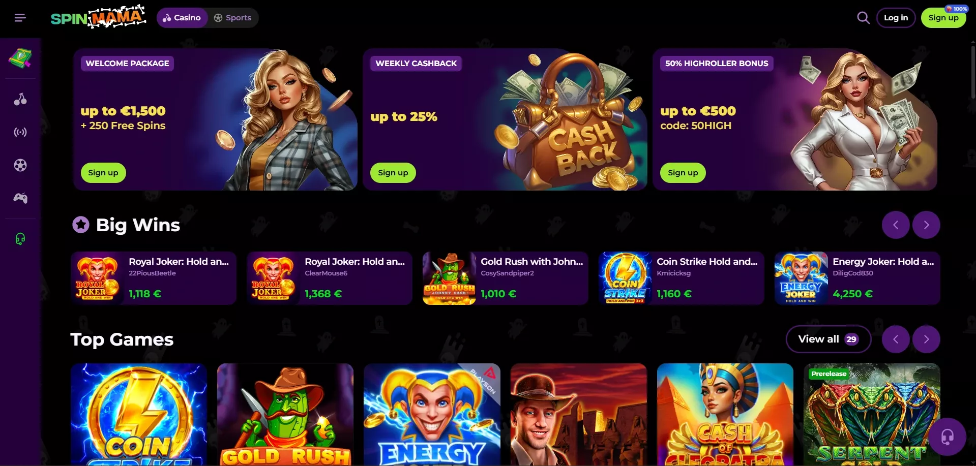 Spinmama bonus bez vkladu